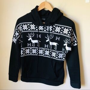 Reindeer Fleece Pullover Hoodie